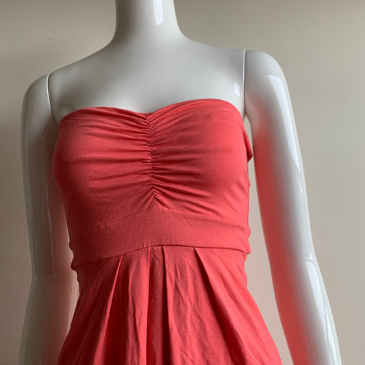 Sauvage Coral pull on cover up strapless bandeau dress