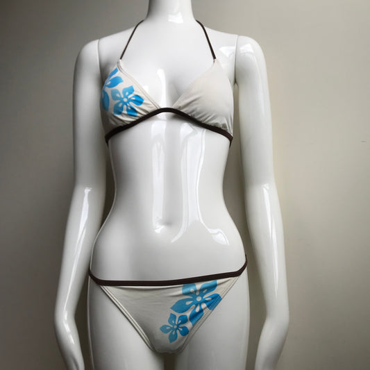 Billabong Bikini Cream & Brown Floral printed triangle swimsuit set