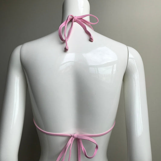 Billabong bikini top solid white & baby pink reversible triangle