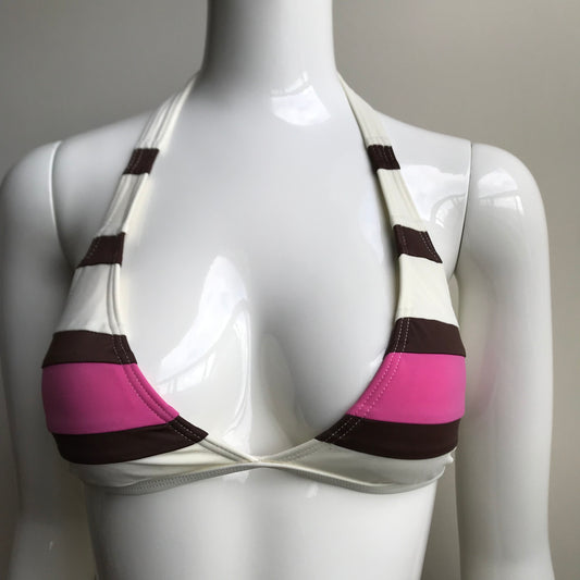 Billabong Bikini Pink & Brown Halter top Belted bottom swimsuit