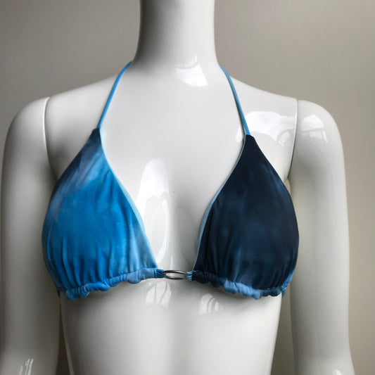 Billabong Bikini Blue Tie Dye Reversible to solid blue Triangle padded swimsuit