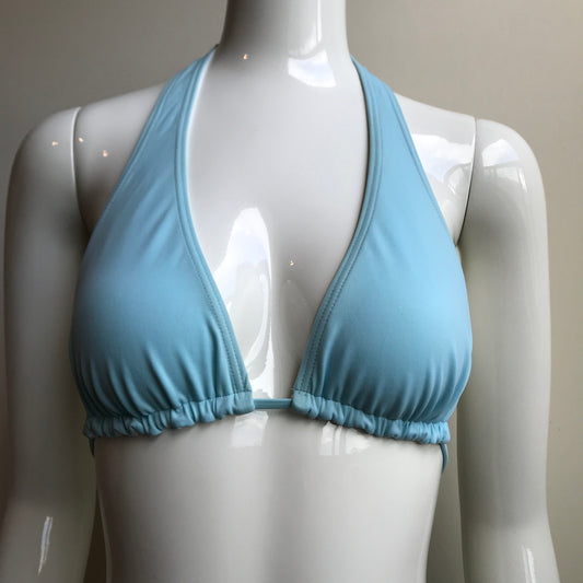 Billabong Bikini Light Blue Solid Reversible White Halter Top Swimwear