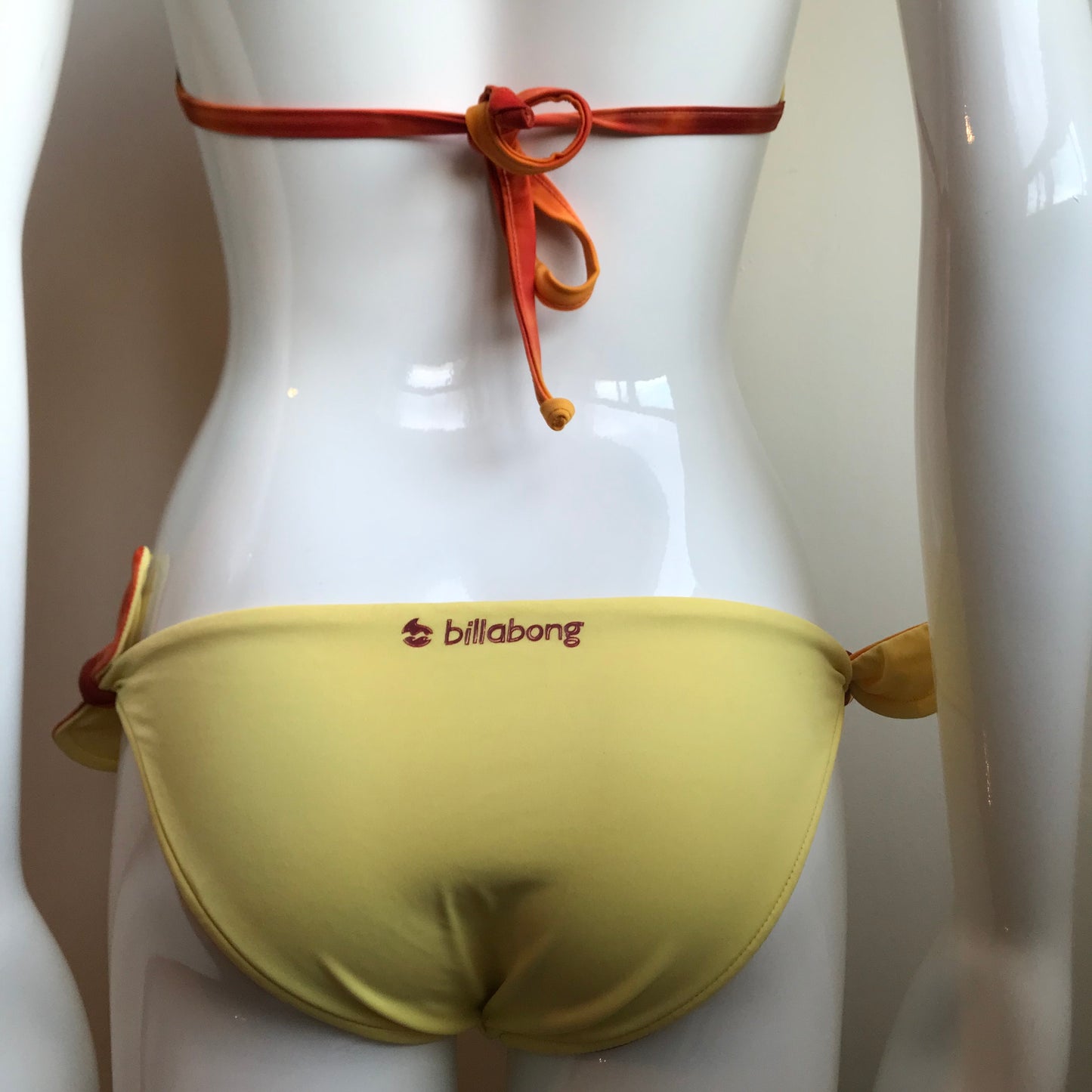 Billabong Bikini Reversible Tie Dye Orange & Yellow halter top low rise Swimsiuit