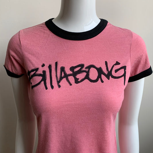 Billabong BLUE CRUSH era Vintage Y2K RARE dusty rose logo fitted t-shirt tshirt