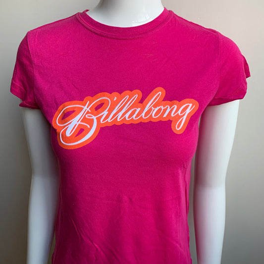 Billabong BLUE CRUSH era Vintage RARE Pink & Orange logo fitted t-shirt tshirt