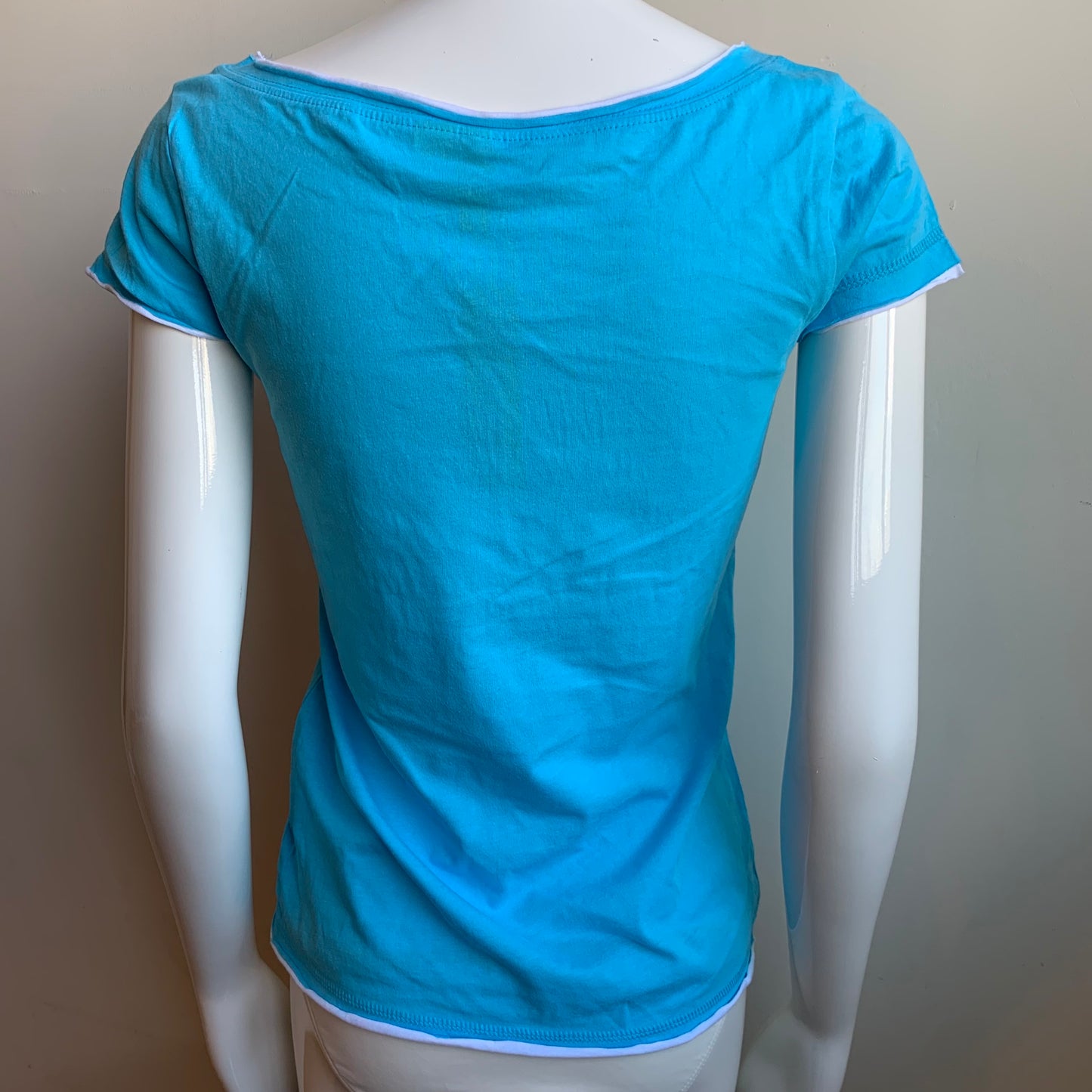 Billabong BLUE CRUSH era Vintage RARE blue logo fitted boat neck t-shirt tshirt