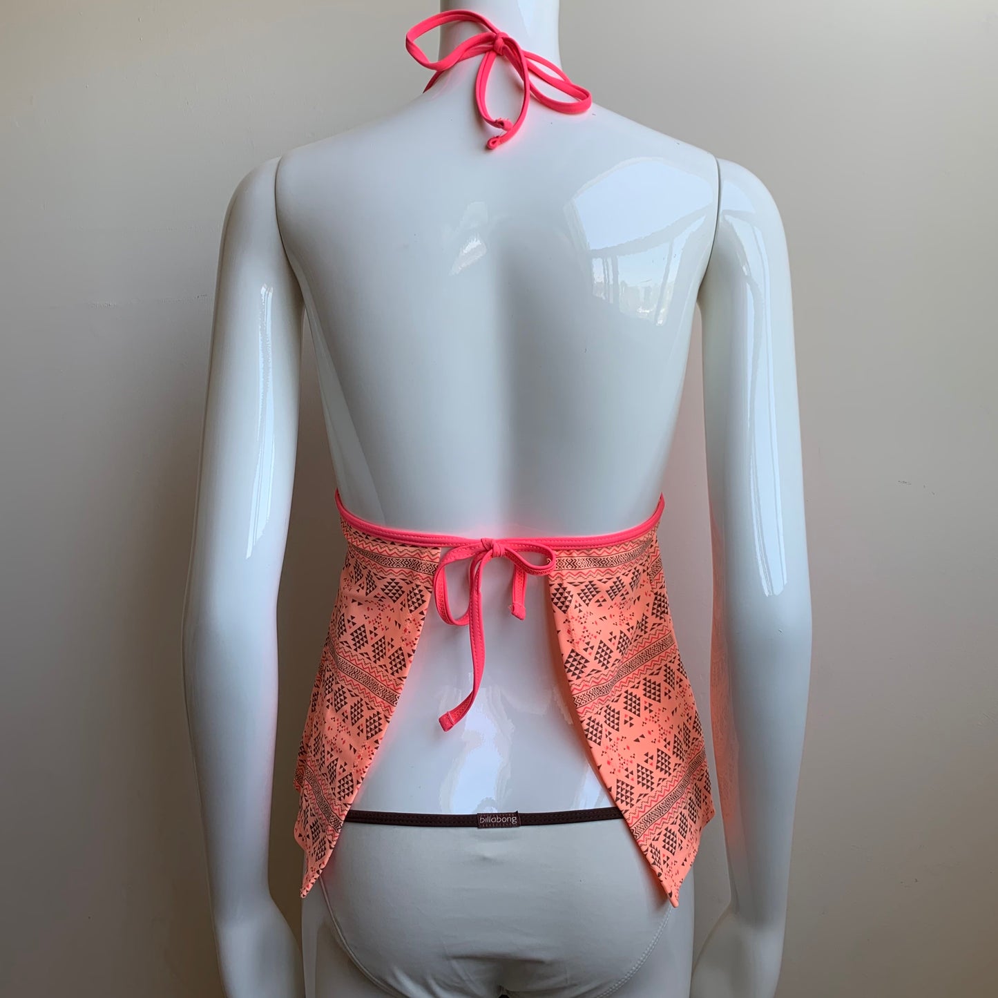 Hula Honey apron style tankini top bright coral with push up padding