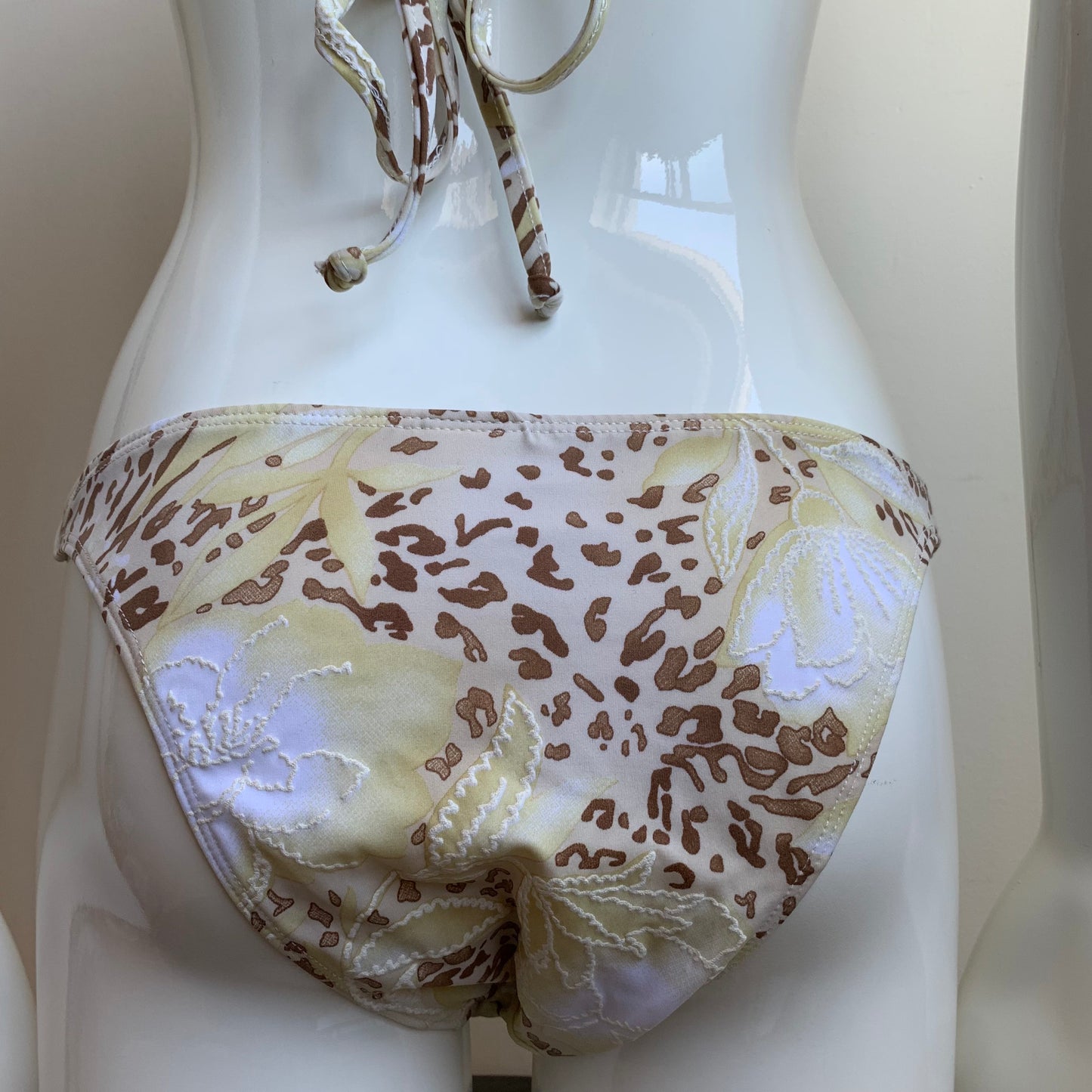 Sauvage California cream beige triangle top beaded side bikini