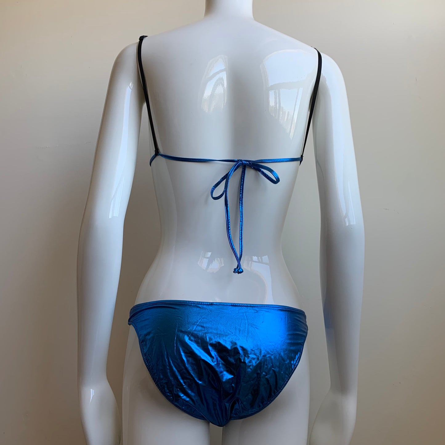 Sauvage California Blue foil metallic triangle bikini set