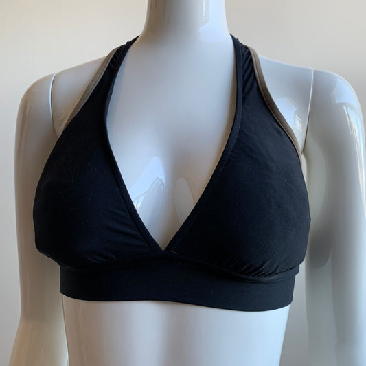 Leilani black halter full coverage belted halter bikini
