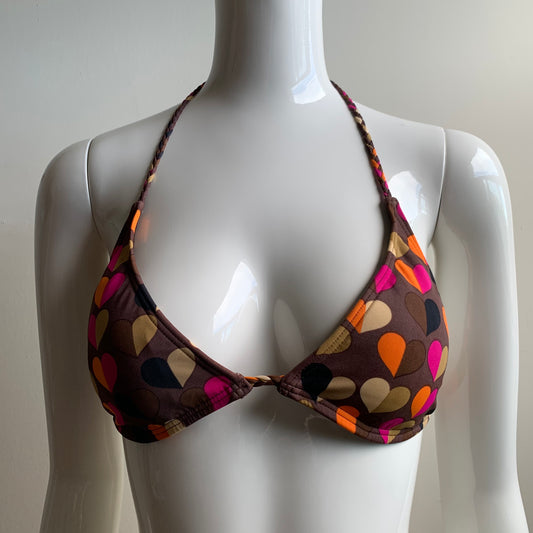 Billabong Bikinimsurf brown & orange hearts braided halter Swimsuit
