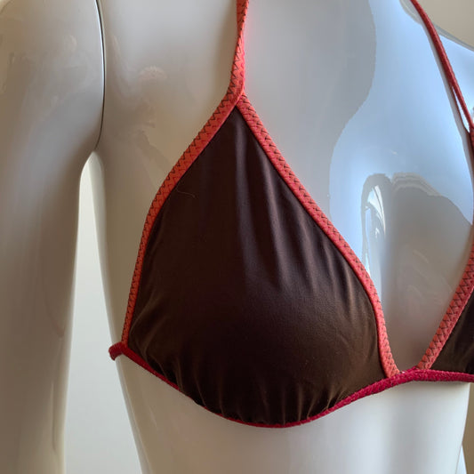 Billabong bikini top brown & Orange retro style