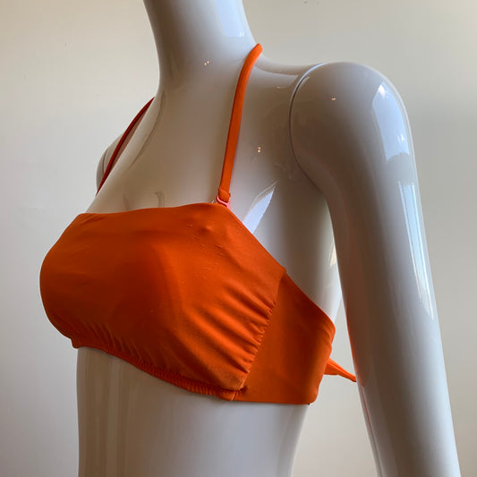 Raisins orange solid bandeau strapless bikini top