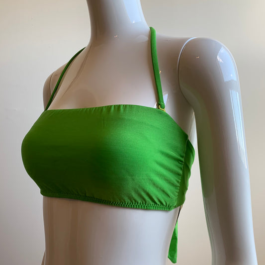 Raisins green solid bandeau strapless bikini top