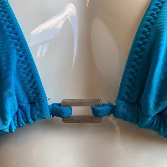 Raisins solid blue triangle bikini top