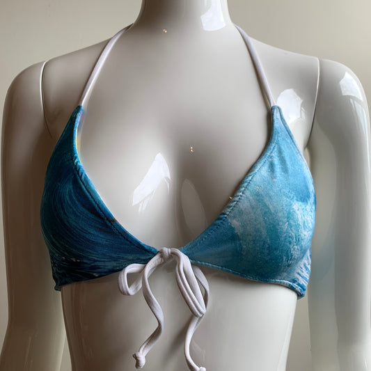 Aaron Chang blue wave reversible to plaid bikini