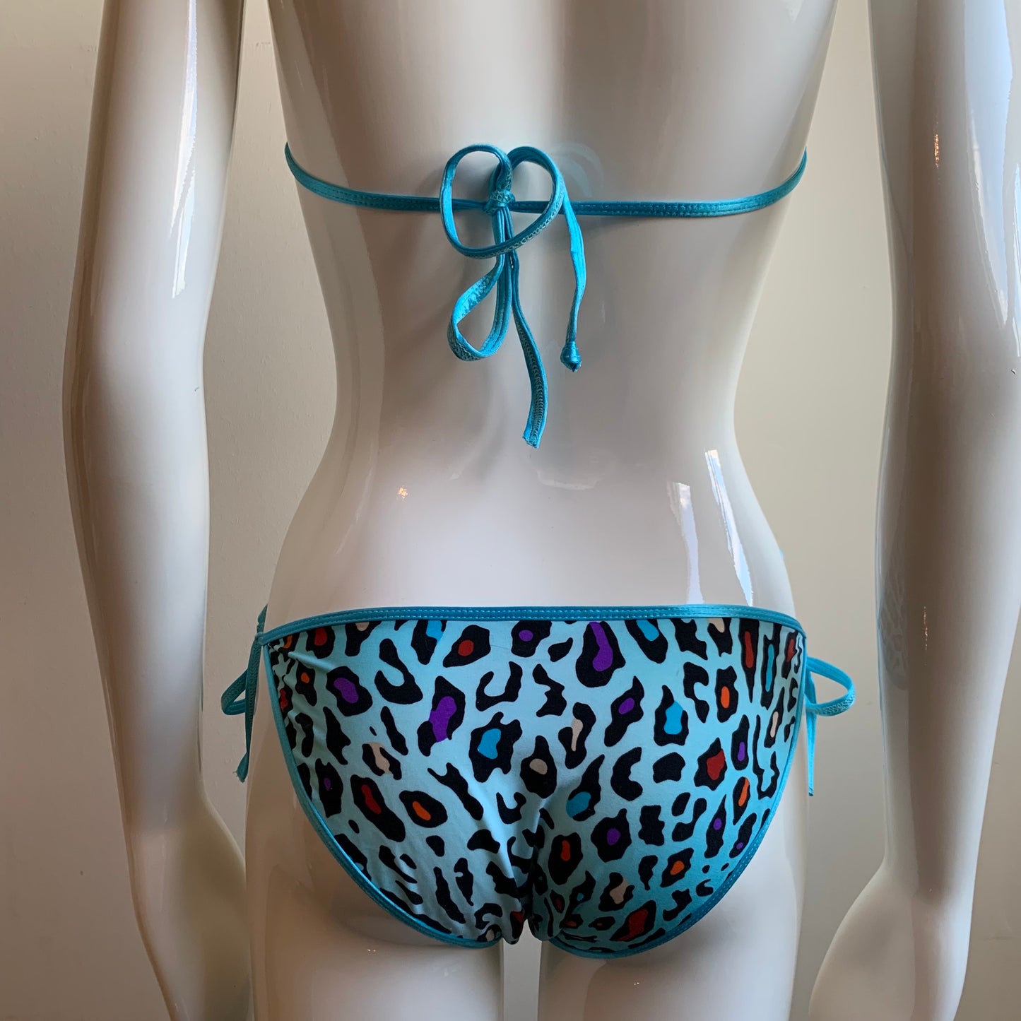 Sauvage California blue multi color animal print bikini