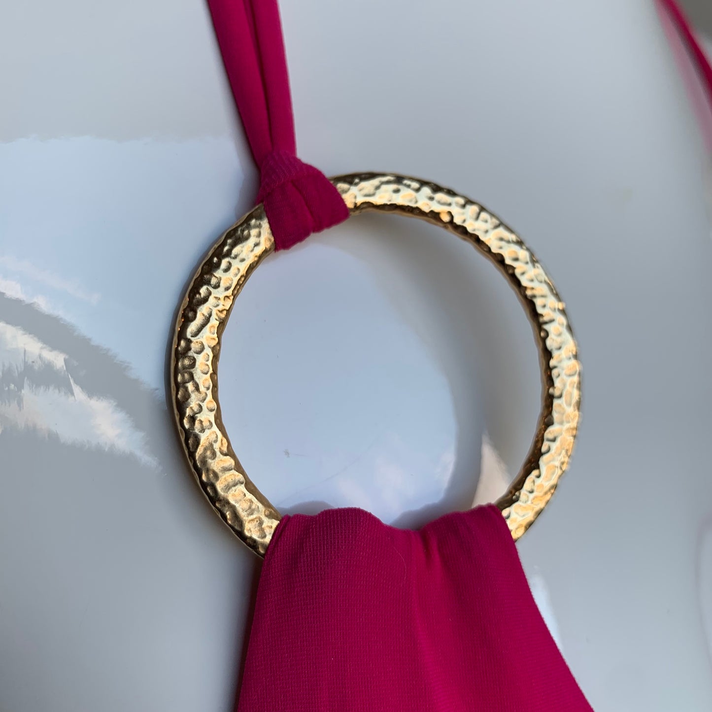 Sauvage california hot pink gold ring triangle top luxury bikini