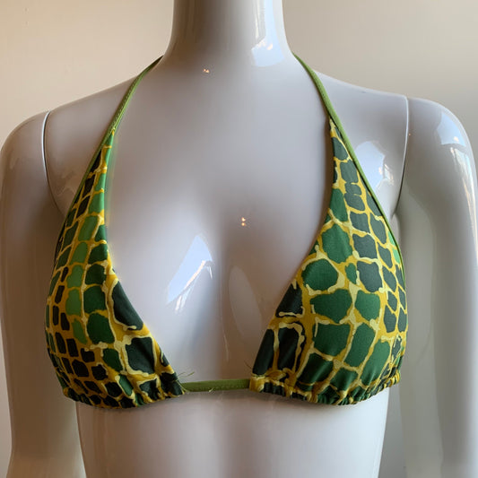 Sauvage california green crocodile print triangle top luxury bikini