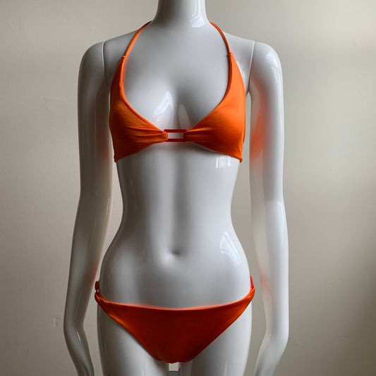 Sauvage california Orange satin bikini Large top & Small Bottom Luxury bikini