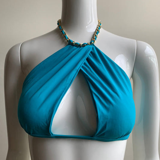 Sauvage california Turquoise Blue Gold Chain high neck luxury bikini