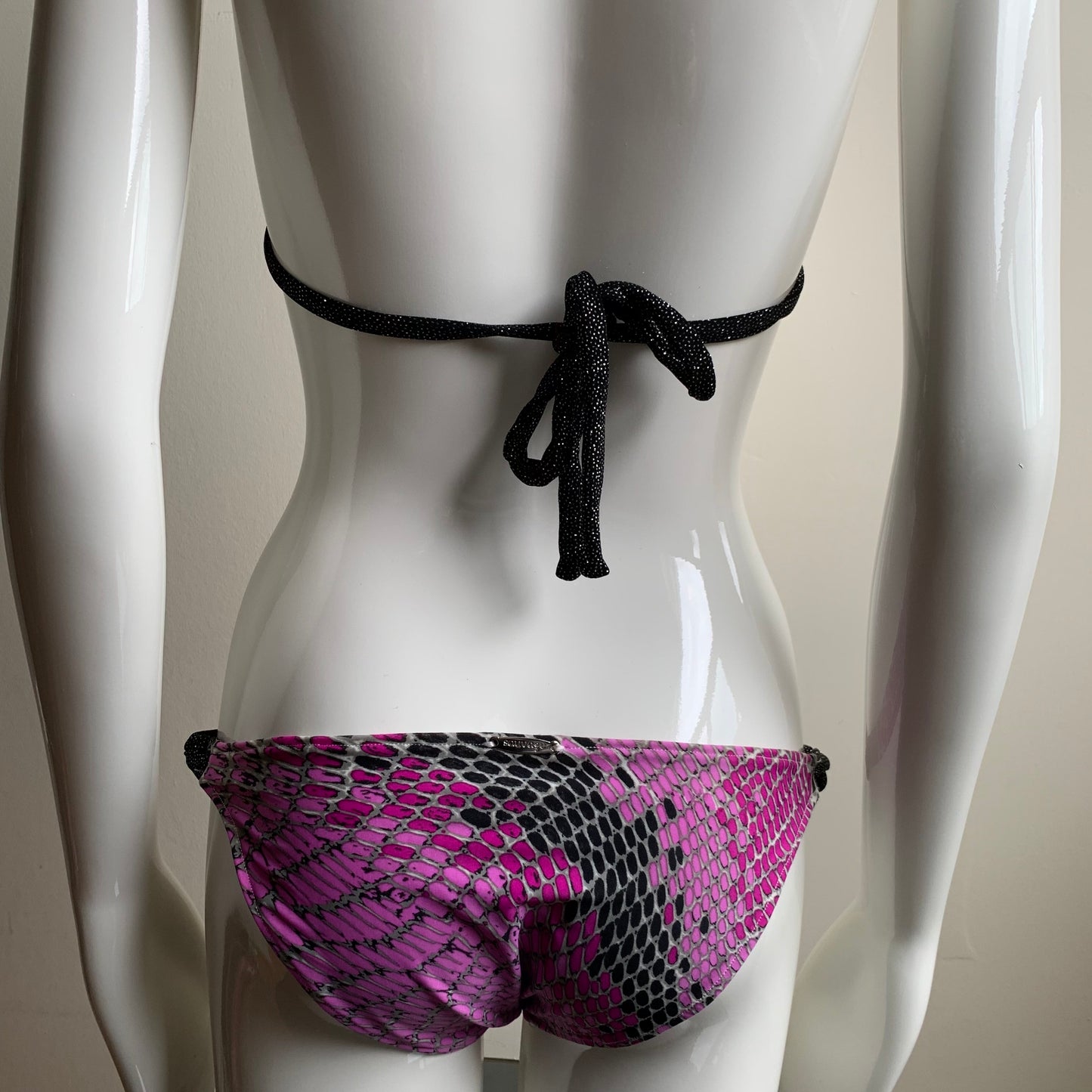 Sauvage purple black crystal snakeskin bikini