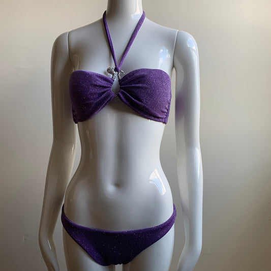 Sauvage purple glitter snake bandeau bikini