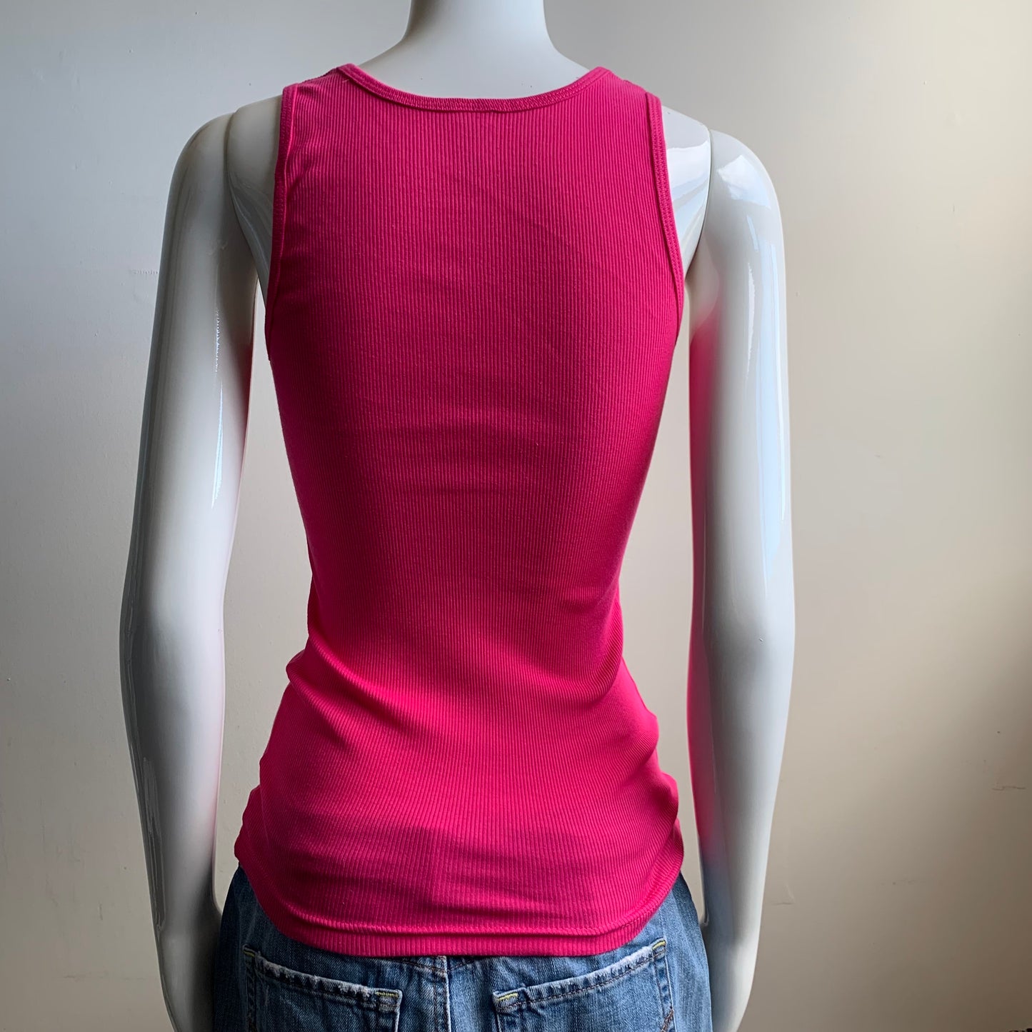 American apparel hot pink ribbed cotton tank top medium