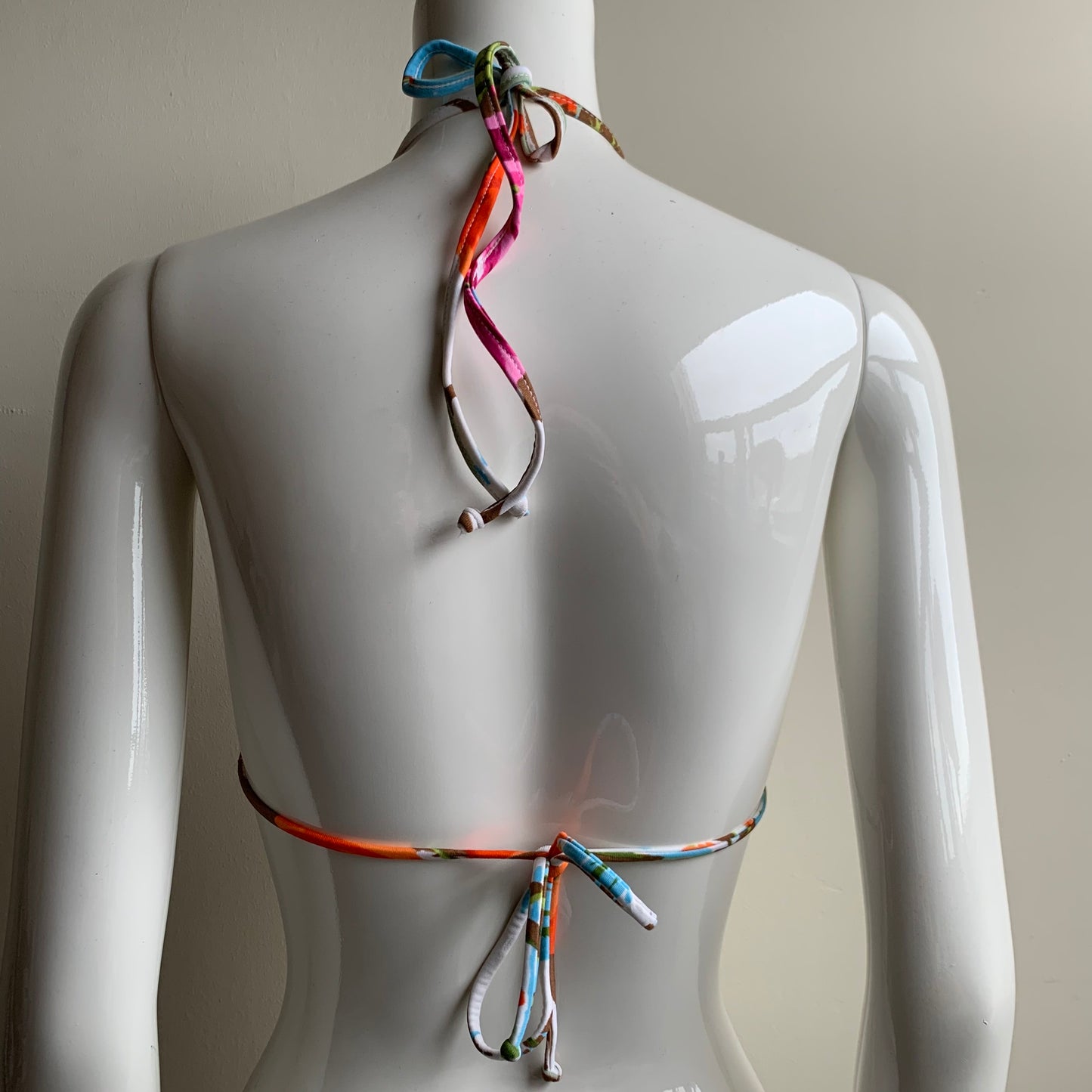Raisins Multi color floral print beaded halter bikini top size small