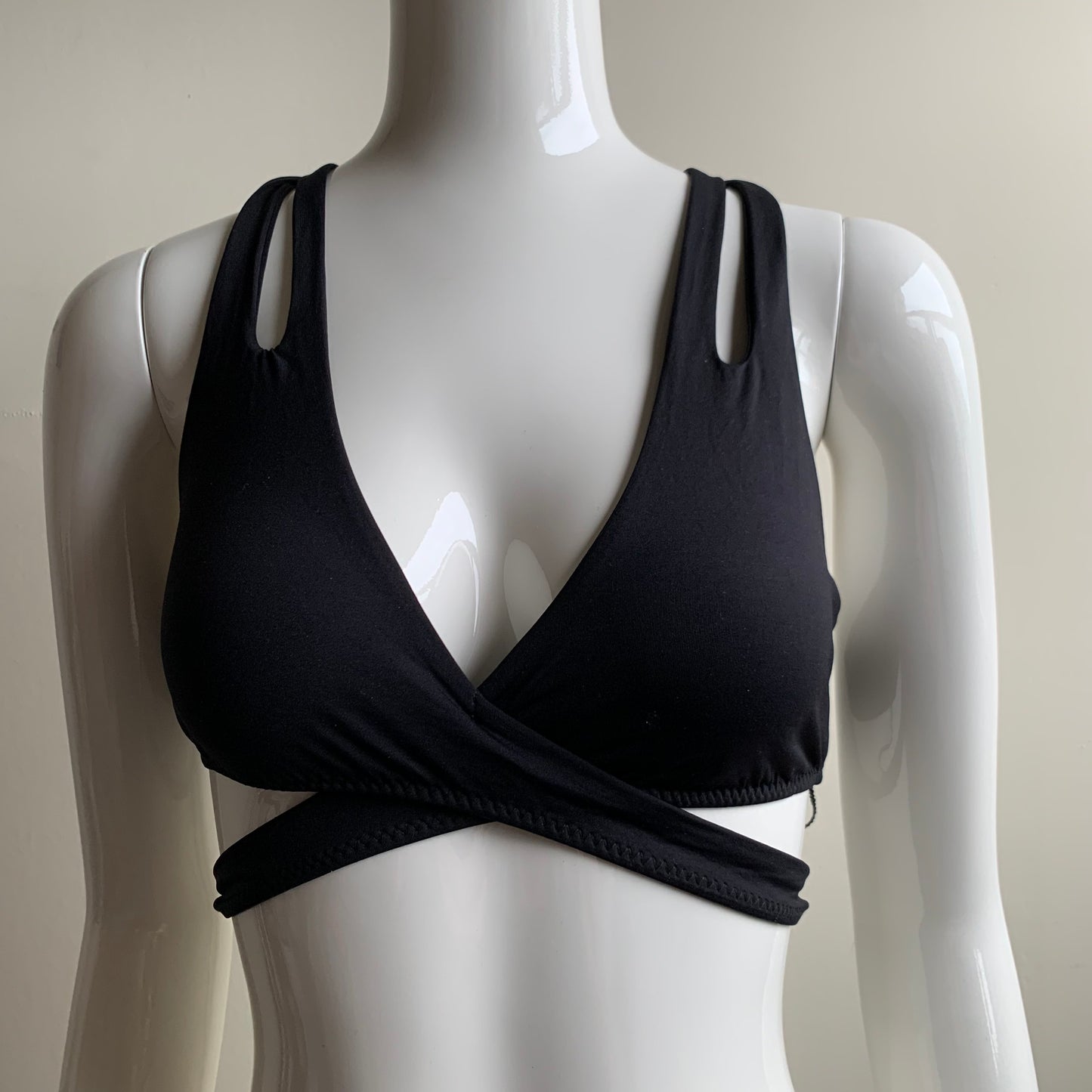 BECCA Black wrap around strappy back cut out bikini swim top