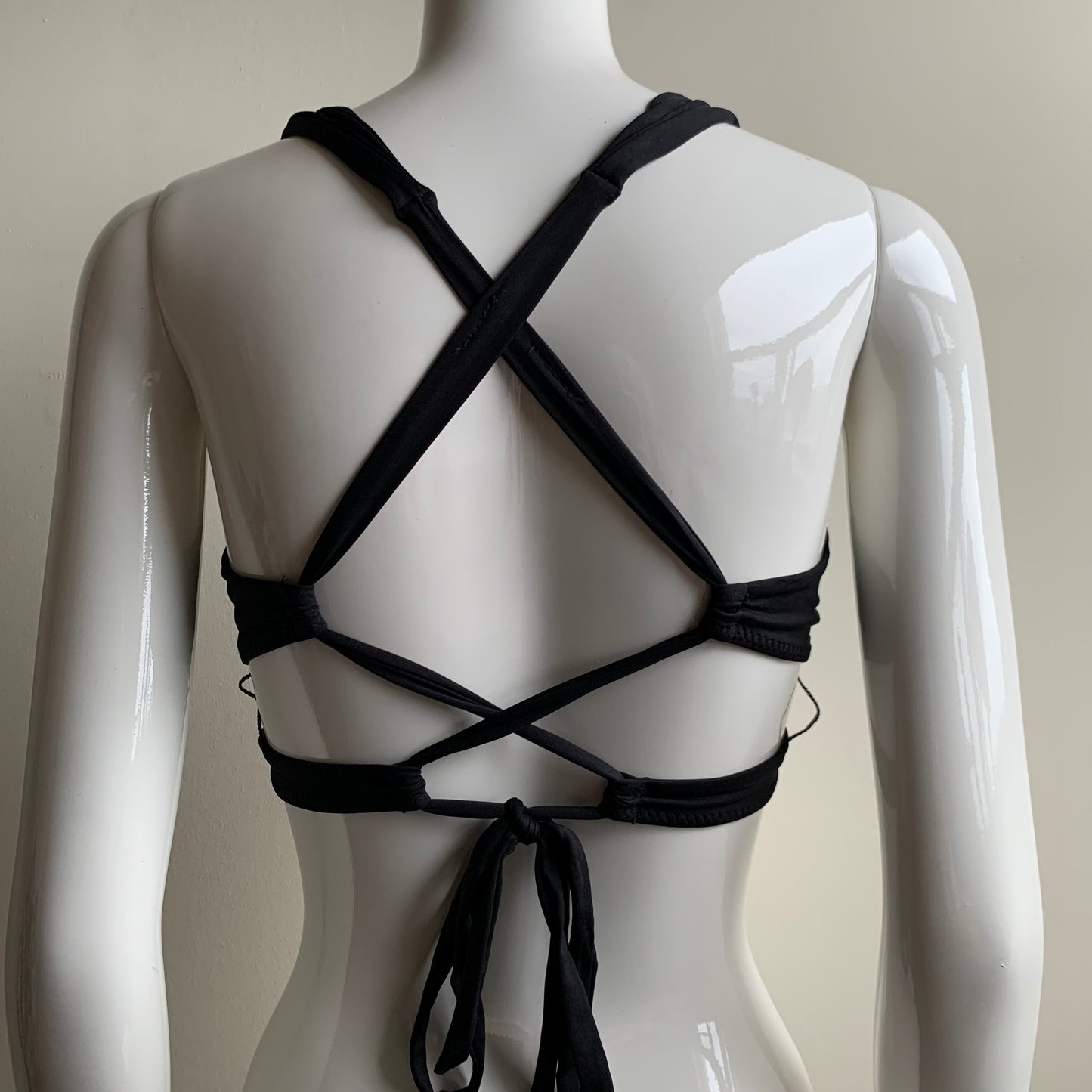 BECCA Black wrap around strappy back cut out bikini swim top