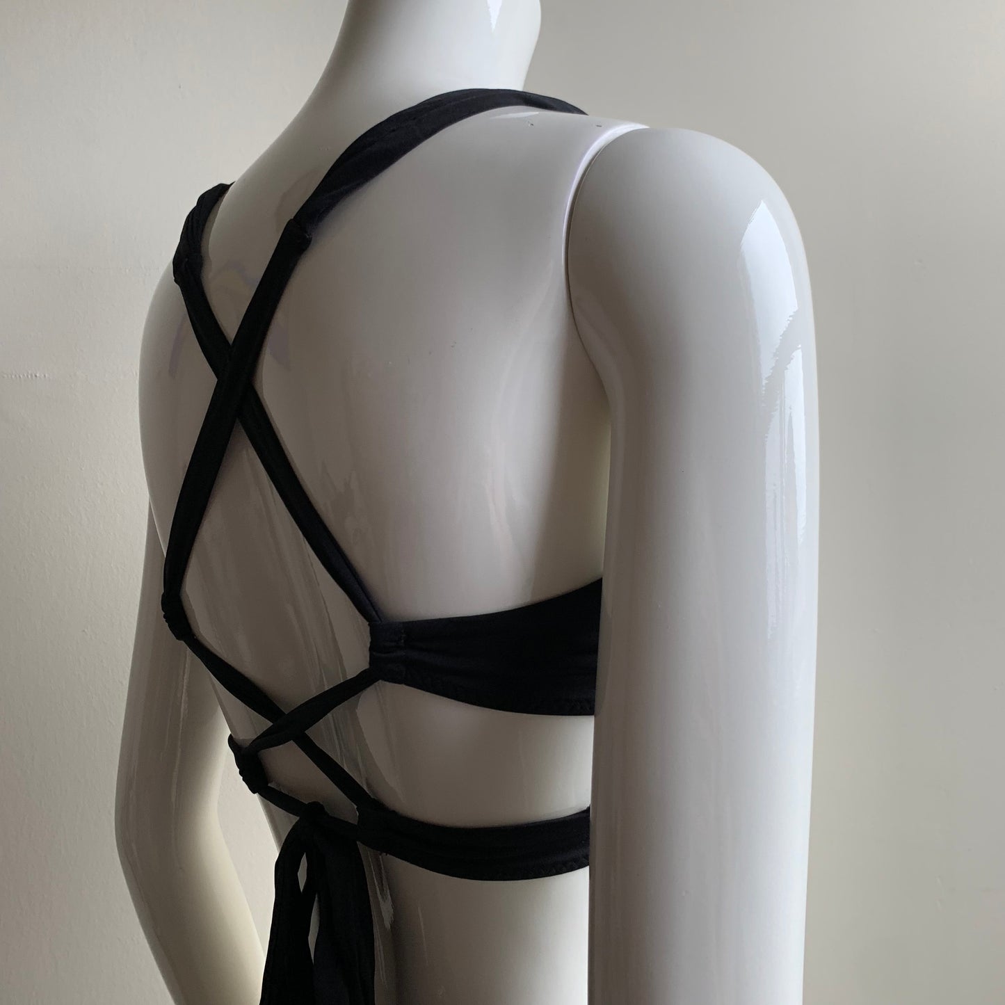 BECCA Black wrap around strappy back cut out bikini swim top