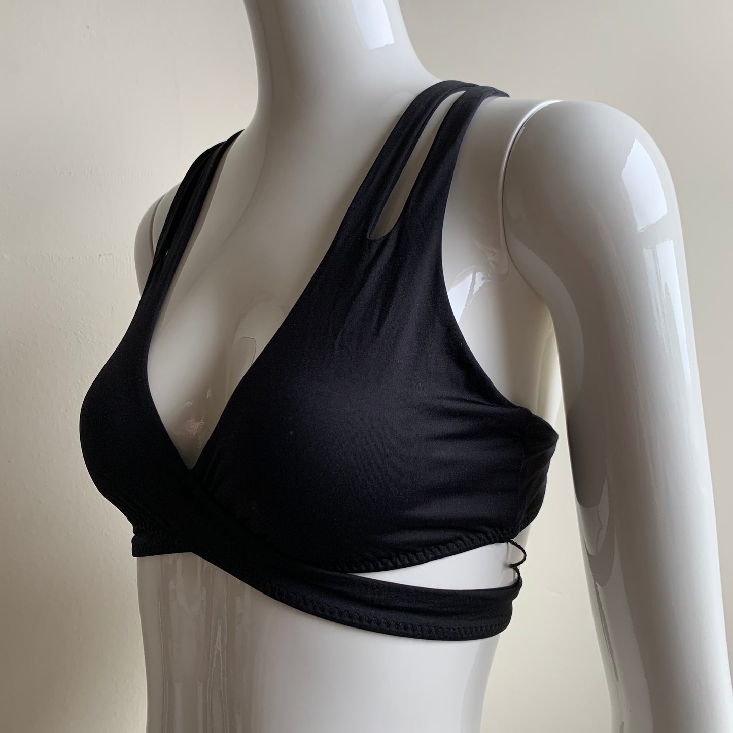 BECCA Black wrap around strappy back cut out bikini swim top
