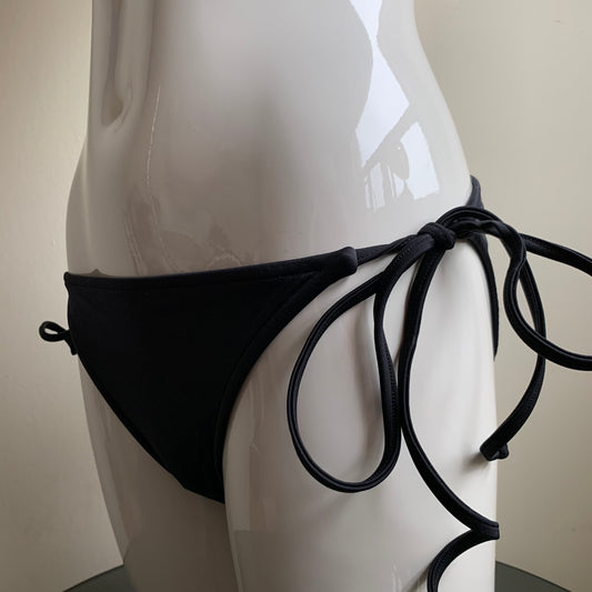 Milly Cabana solid Black Fiji String tie side bikini swim bottom S Made in USA