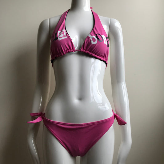 Billabong Bikini Reversible halter top Pink & Black Logo Swimsuit