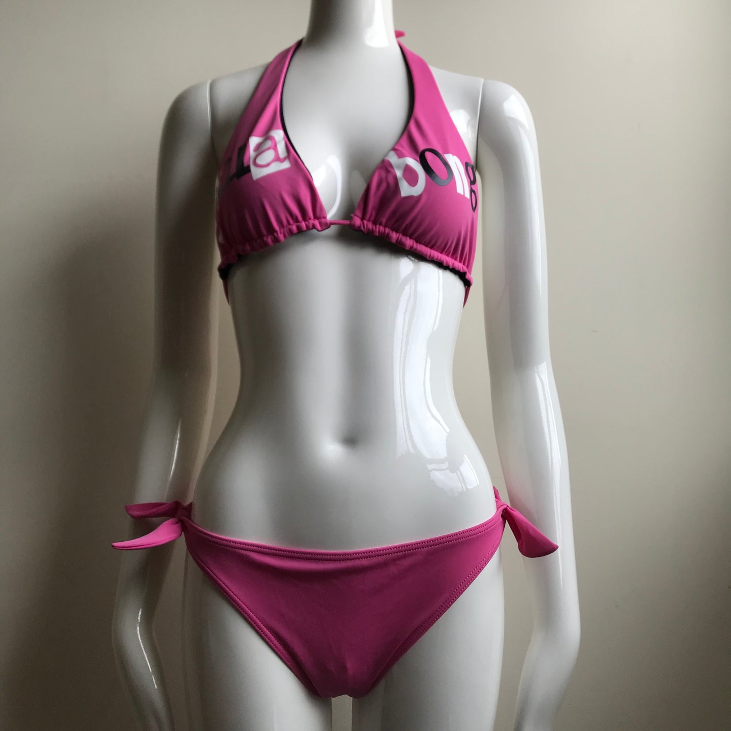 Billabong Bikini Reversible halter top Pink & Black Logo Swimsuit