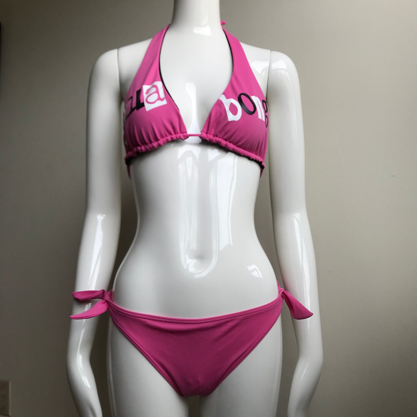 Billabong Bikini Reversible halter top Pink & Black Logo Swimsuit
