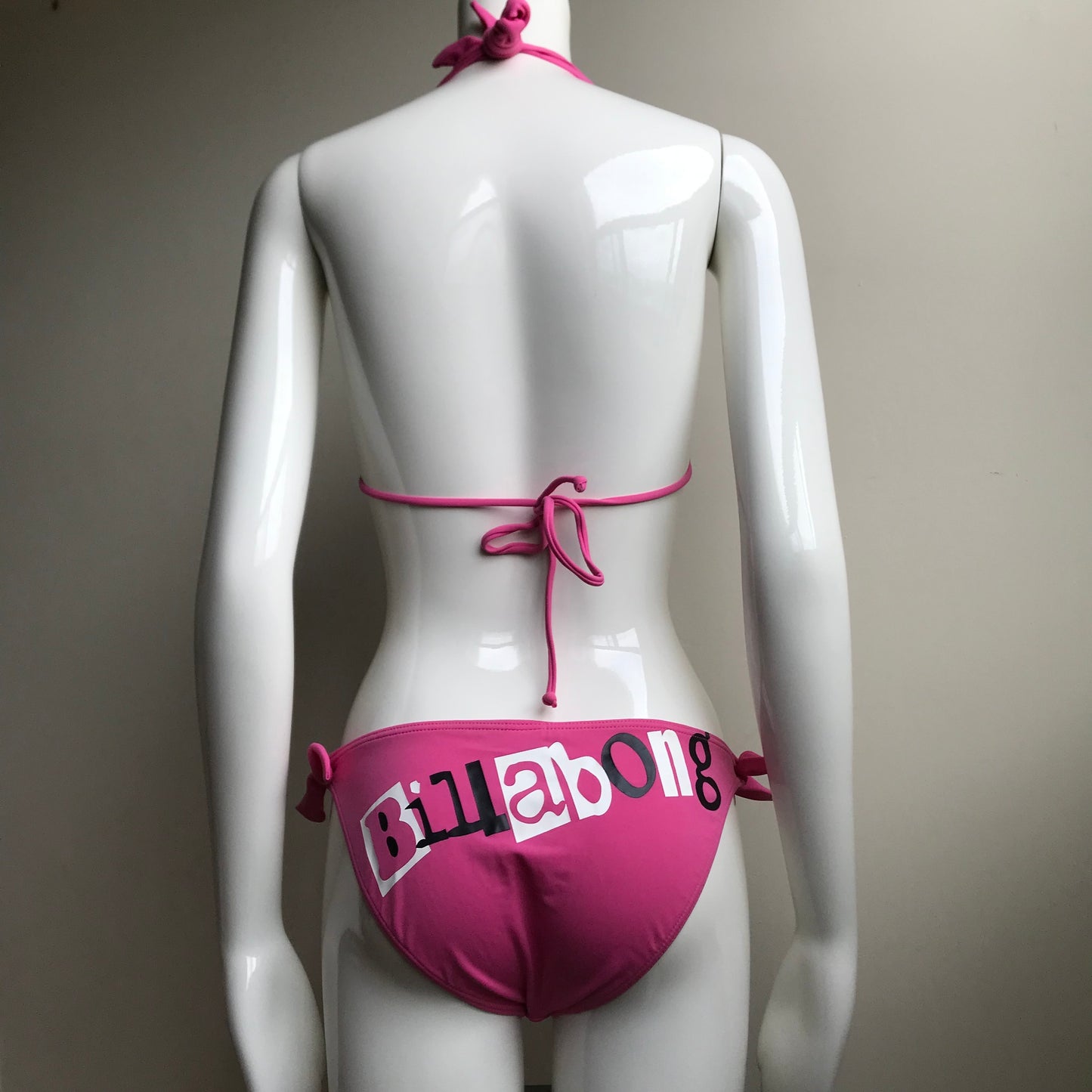 Billabong Bikini Reversible halter top Pink & Black Logo Swimsuit