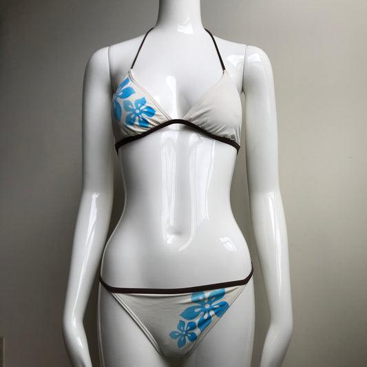 Billabong Bikini Cream & Brown Floral printed triangle swimsuit set