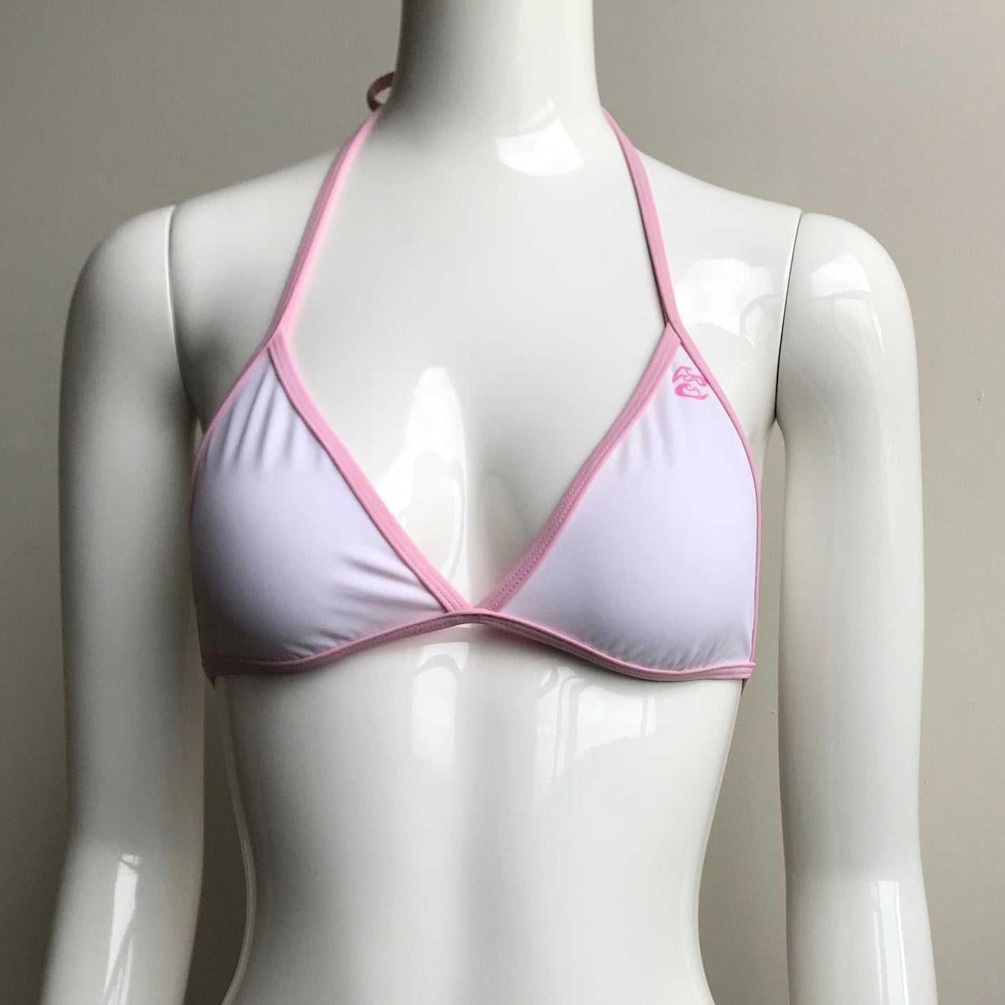 Billabong bikini top solid white & baby pink reversible triangle