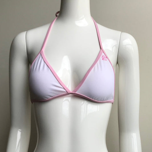 Billabong bikini top solid white & baby pink reversible triangle