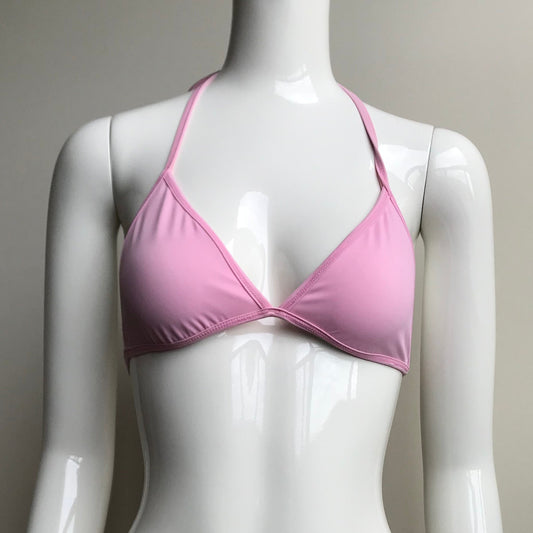Billabong bikini top solid white & baby pink reversible triangle