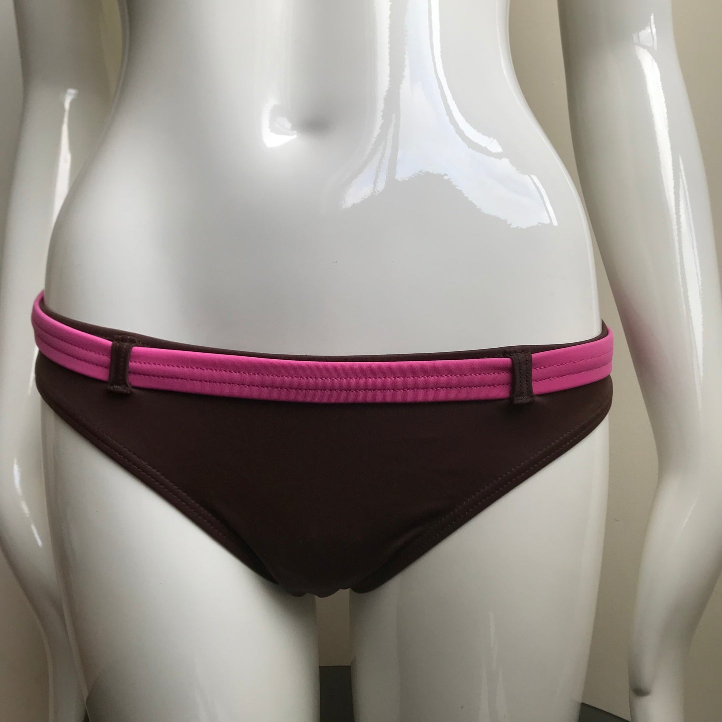 Billabong Bikini Pink & Brown Halter top Belted bottom swimsuit