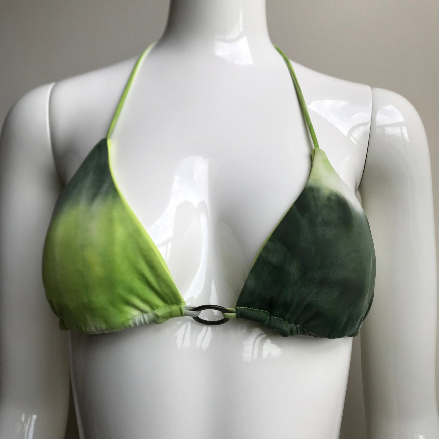 Billabong Bikini Green Tie Dye Reversible solid lime Triangle swimsuit