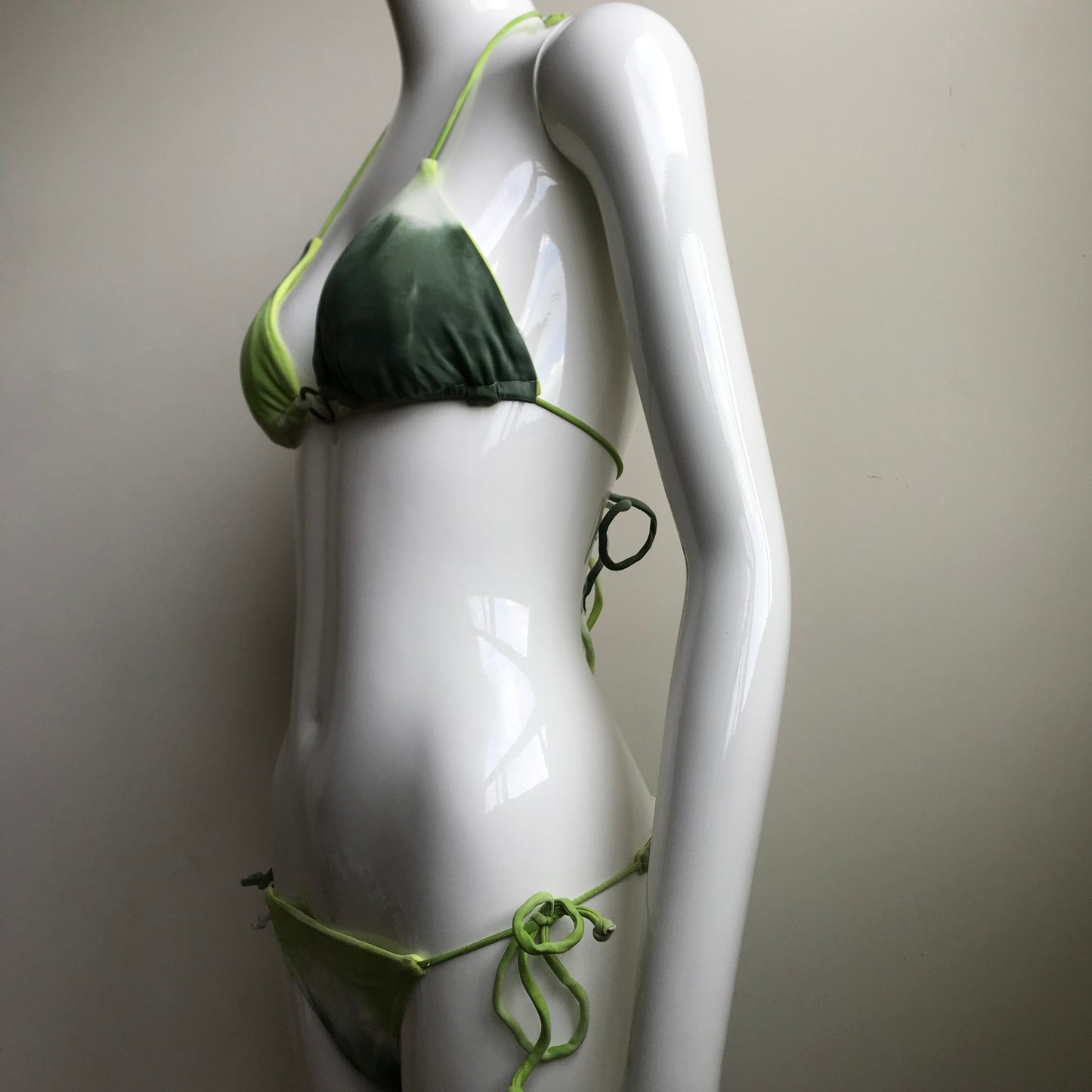 Billabong Bikini Green Tie Dye Reversible solid lime Triangle swimsuit