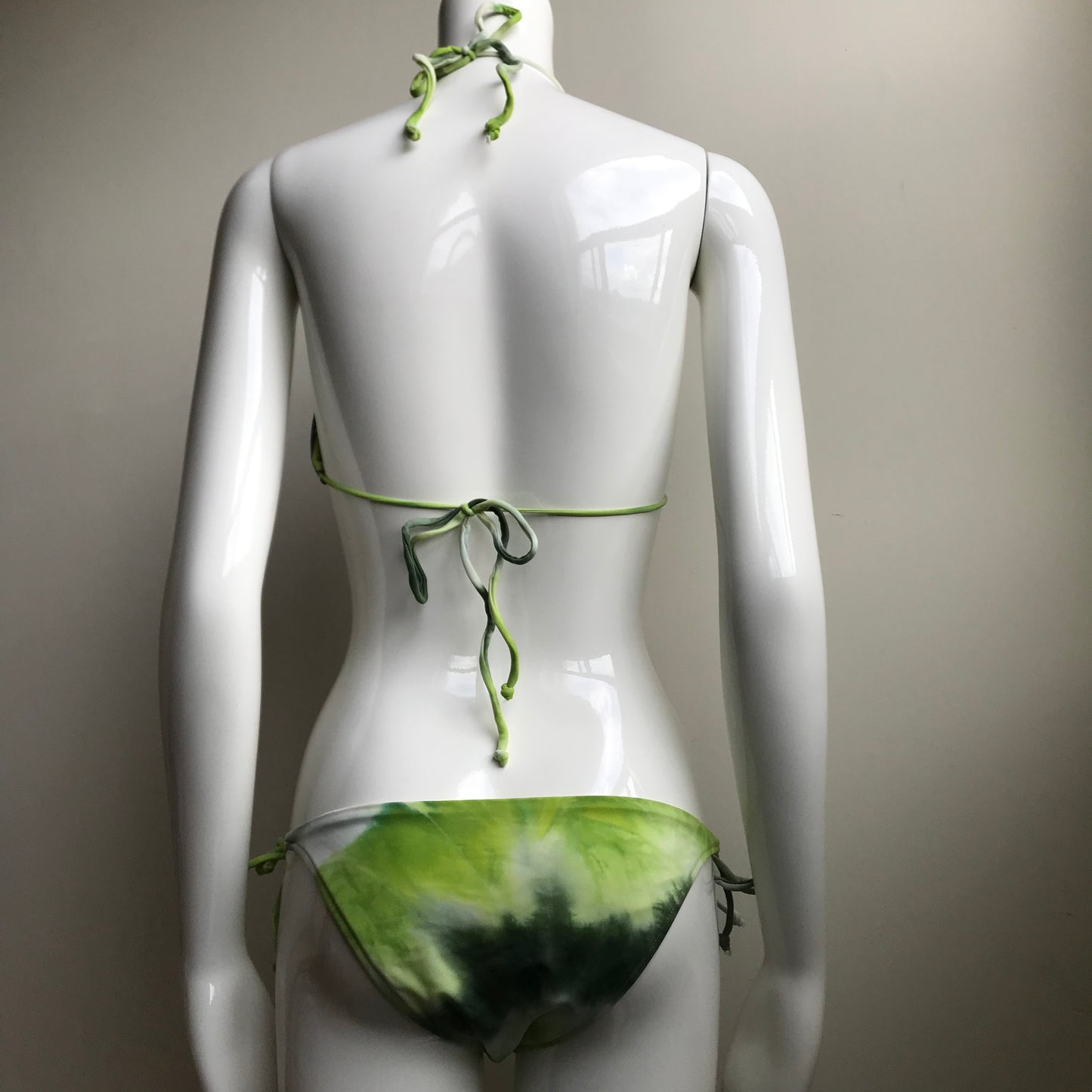 Billabong Bikini Green Tie Dye Reversible solid lime Triangle swimsuit