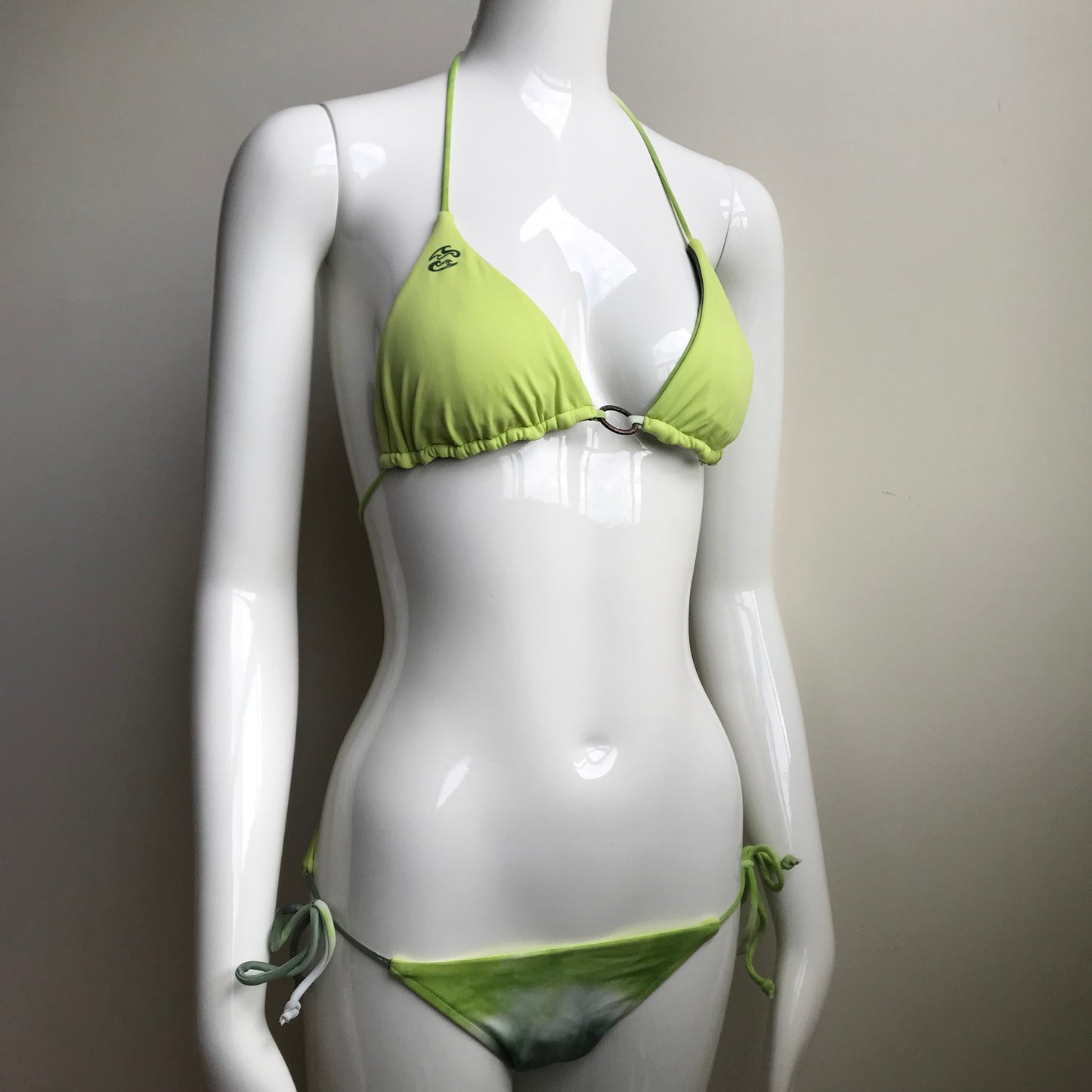 Billabong Bikini Green Tie Dye Reversible solid lime Triangle swimsuit