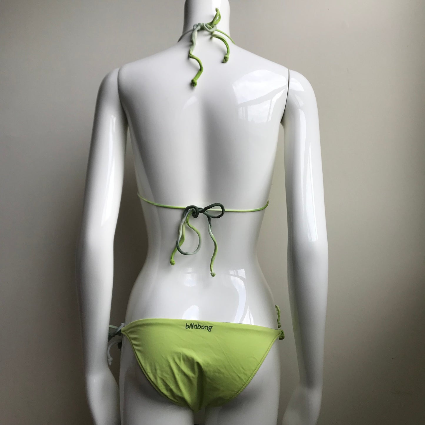 Billabong Bikini Green Tie Dye Reversible solid lime Triangle swimsuit