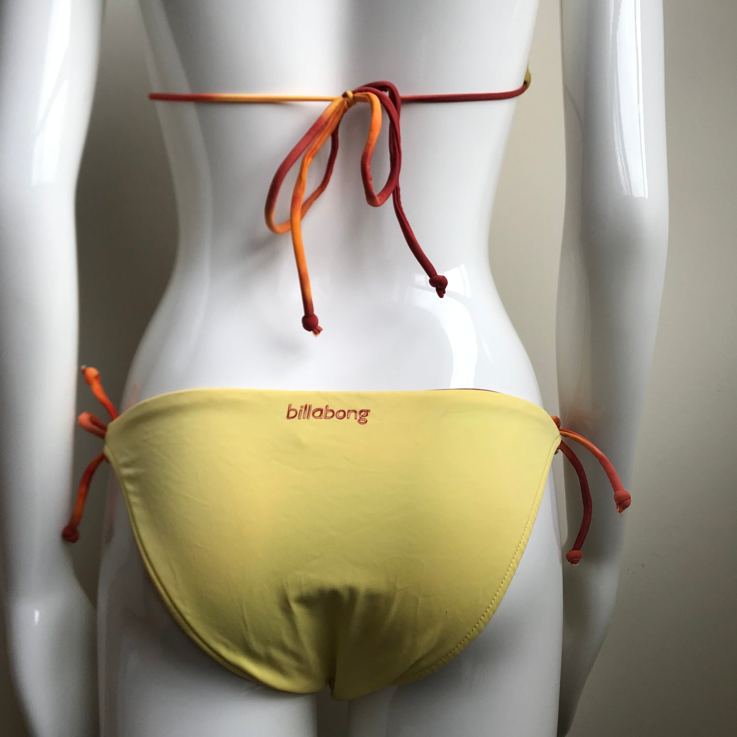 Billabong Bikini Orange Tie Dye Reversible to solid yellow Triangle padded swimsuit