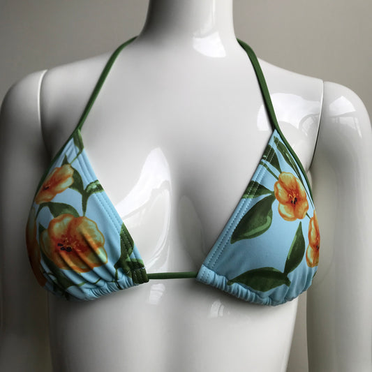Billabong Bikini Blue & Olive Floral Print low rise triangle top swimsuit